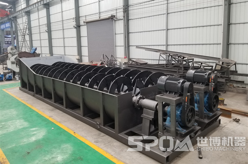 石子面洗沙設備，螺旋式洗砂機